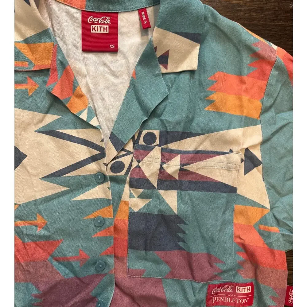 Kith Women x Coca-Cola x Pendleton Cropped Camp Collar Top & Ellen Shorts Set XS